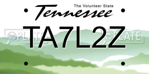 TA7L2Z Tennessee License Plate