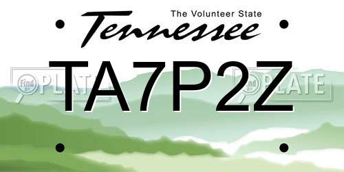 TA7P2Z Tennessee License Plate