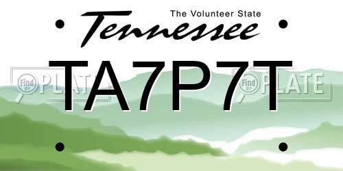 TA7P7T Tennessee License Plate