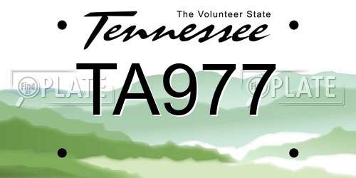 TA977 Tennessee License Plate