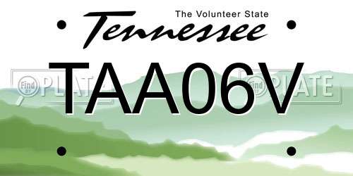 TAA06V Tennessee License Plate