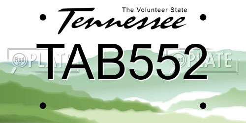 TAB552 Tennessee License Plate