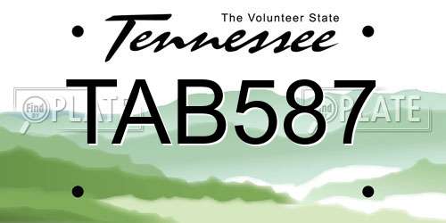 TAB587 Tennessee License Plate