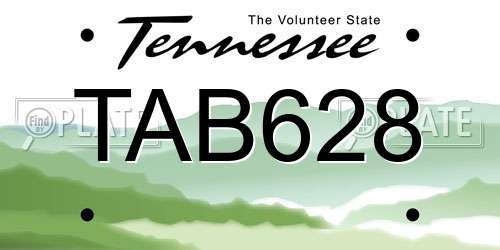 TAB628 Tennessee License Plate