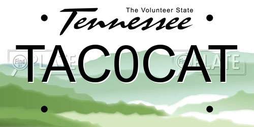 TAC0CAT Tennessee License Plate
