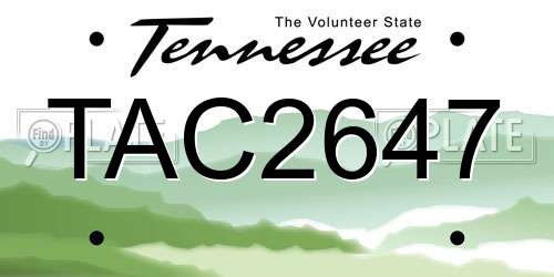 TAC2647 Tennessee License Plate