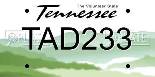 TAD233 Tennessee License Plate