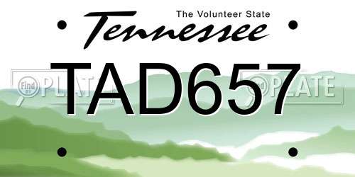 TAD657 Tennessee License Plate