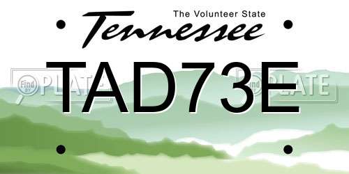 TAD73E Tennessee License Plate