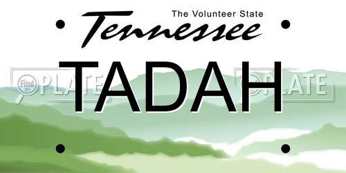 TADAH Tennessee License Plate