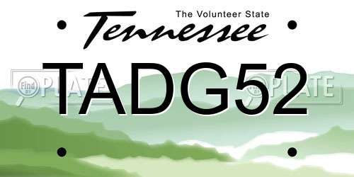 TADG52 Tennessee License Plate