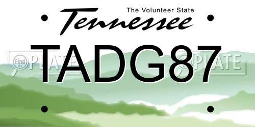 TADG87 Tennessee License Plate