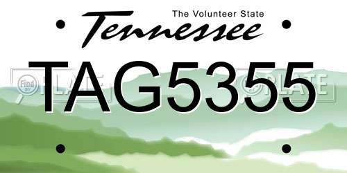 TAG5355 Tennessee License Plate
