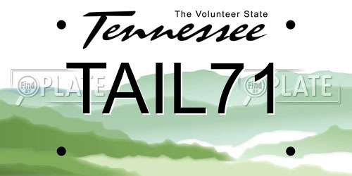 TAIL71 Tennessee License Plate
