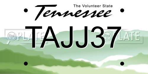 TAJJ37 Tennessee License Plate