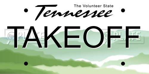 TAKEOFF Tennessee License Plate