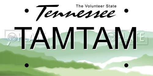 TAMTAM Tennessee License Plate