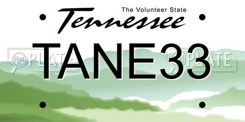 TANE33 Tennessee License Plate