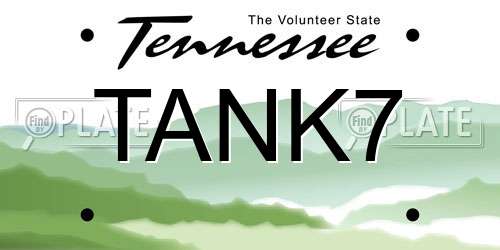 TANK7 Tennessee License Plate