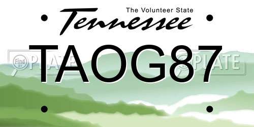 TAOG87 Tennessee License Plate
