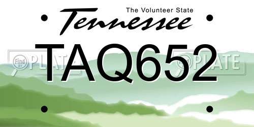 TAQ652 Tennessee License Plate