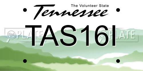 TAS16I Tennessee License Plate