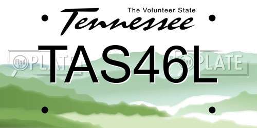 TAS46L Tennessee License Plate