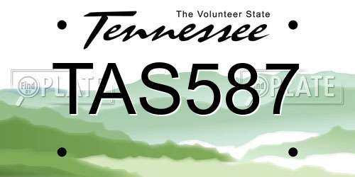 TAS587 Tennessee License Plate