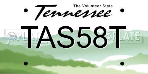 TAS58T Tennessee License Plate