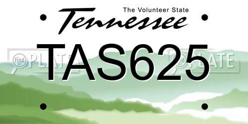 TAS625 Tennessee License Plate