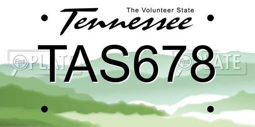 TAS678 Tennessee License Plate