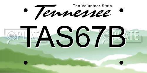 TAS67B Tennessee License Plate
