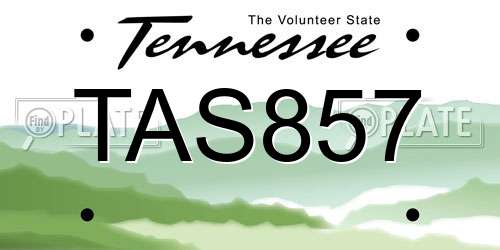 TAS857 Tennessee License Plate