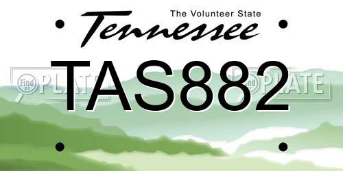 TAS882 Tennessee License Plate
