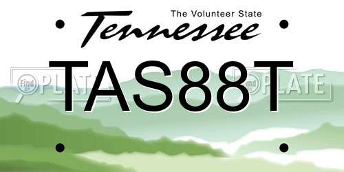 TAS88T Tennessee License Plate