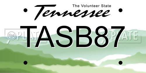 TASB87 Tennessee License Plate