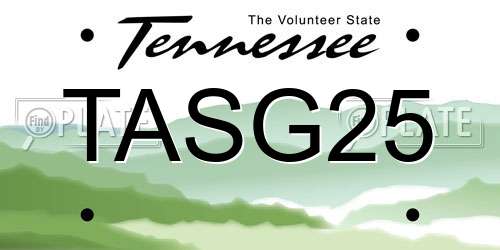 TASG25 Tennessee License Plate