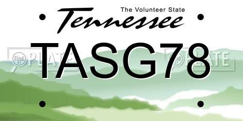 TASG78 Tennessee License Plate