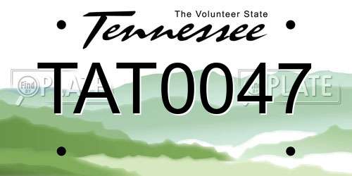 TAT0047 Tennessee License Plate