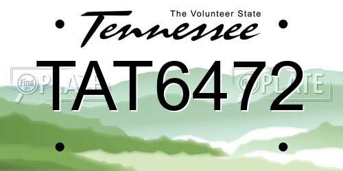 TAT6472 Tennessee License Plate