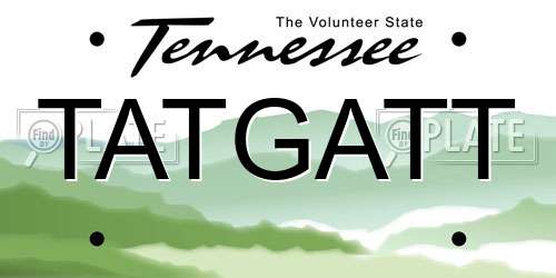 TATGATT Tennessee License Plate