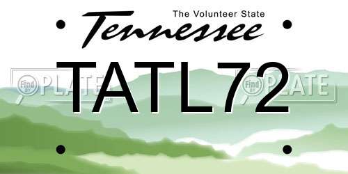 TATL72 Tennessee License Plate