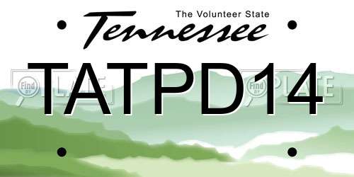 TATPD14 Tennessee License Plate