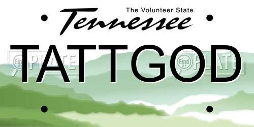 TATTGOD Tennessee License Plate