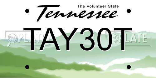 TAY30T Tennessee License Plate