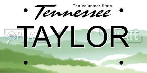 TAYLOR Tennessee License Plate