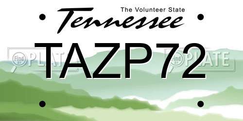 TAZP72 Tennessee License Plate