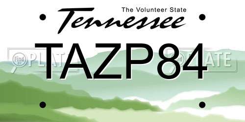 TAZP84 Tennessee License Plate