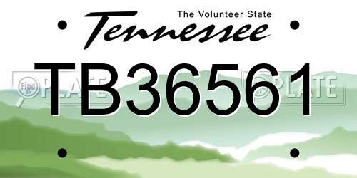 TB36561 Tennessee License Plate