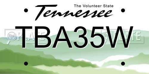 TBA35W Tennessee License Plate